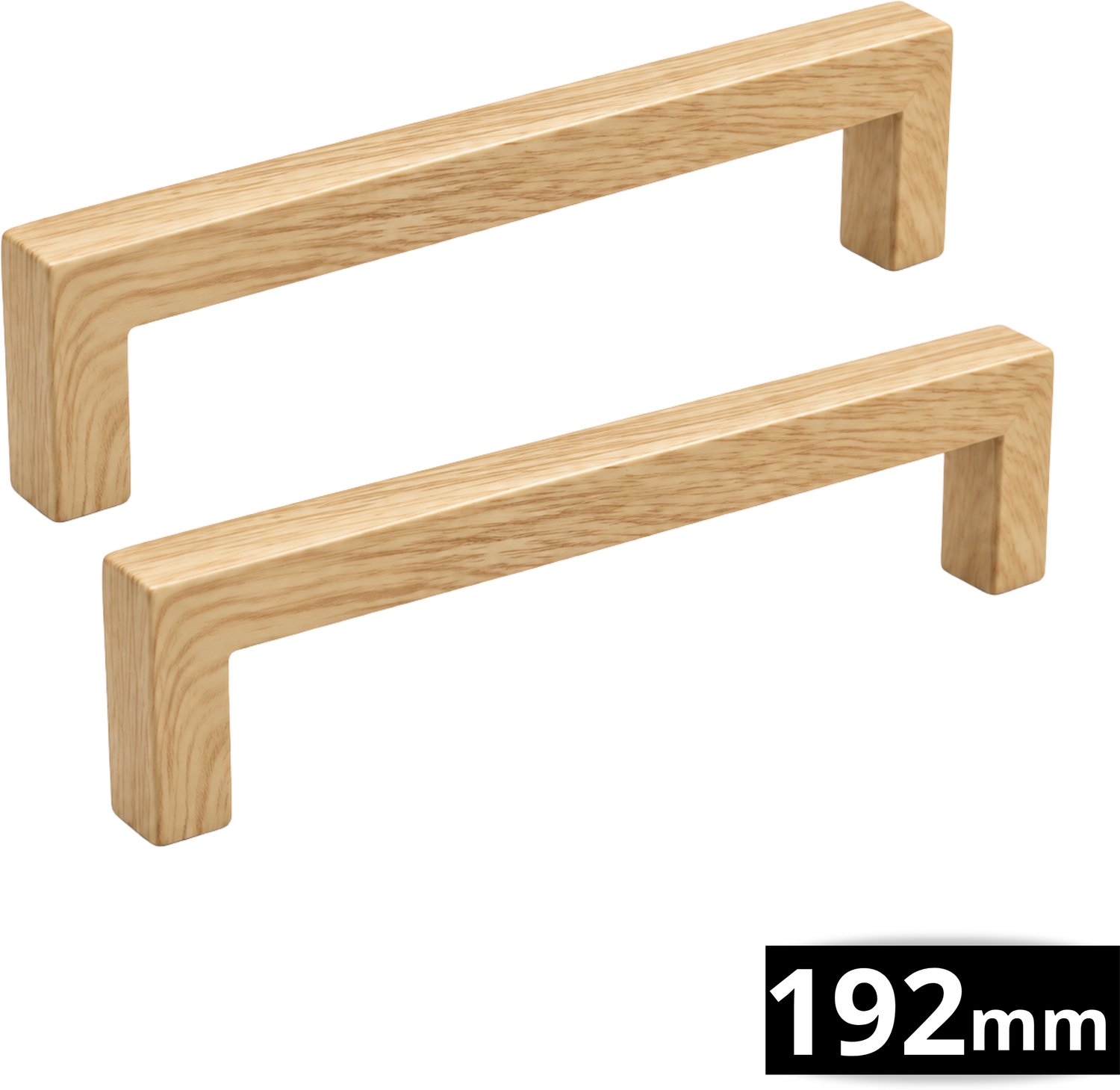2X Handgreep kast Hickory 192mm boormaat eiken houtlook - Handgrepen kast hout - Handgrepen keukenkastjes