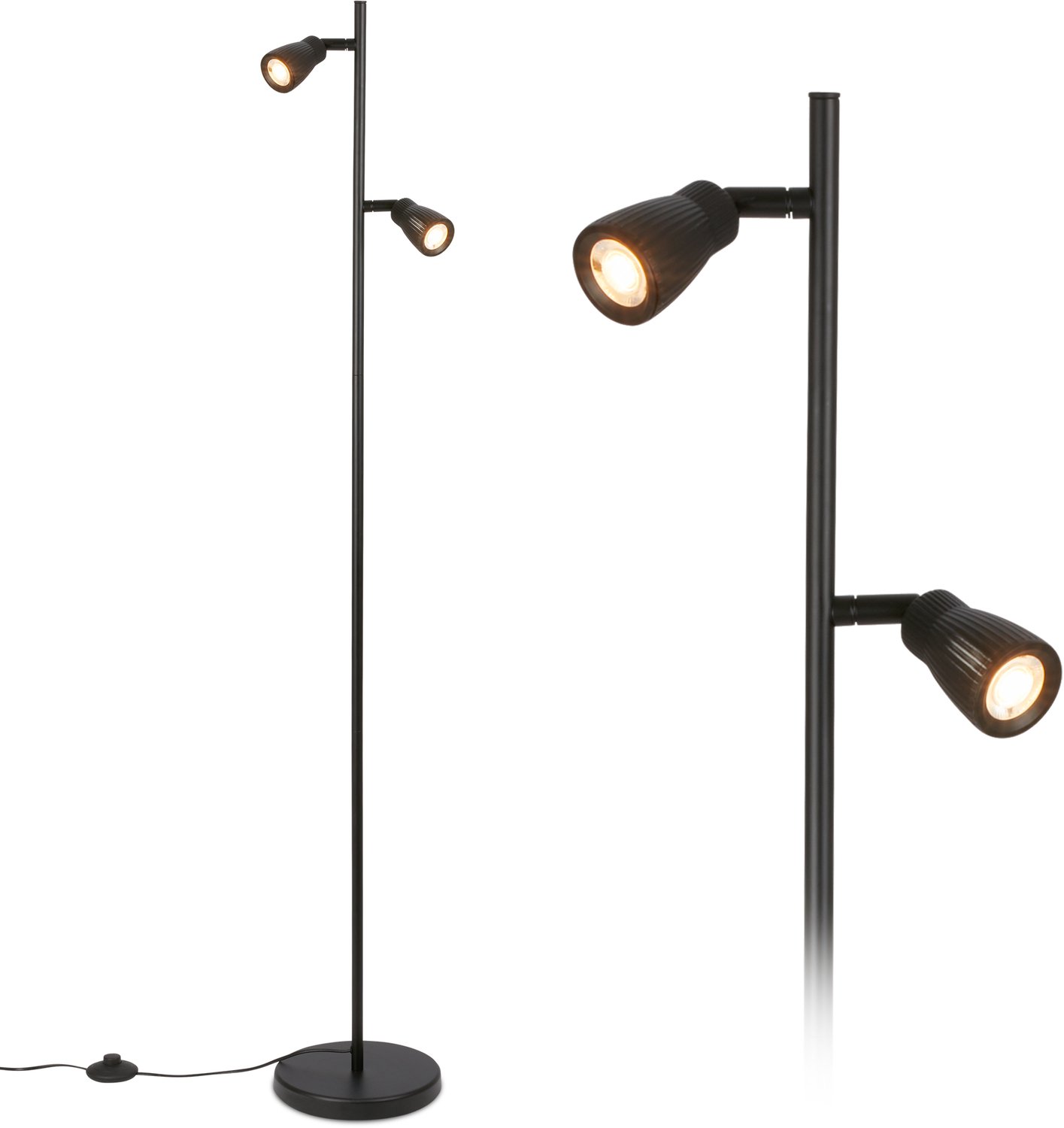 BRILONER Riff - Vloerlamp - staande lamp woonkamer - staanlamp draaibar - incl. warm wit licht - h.: 141.5 cm - zwart