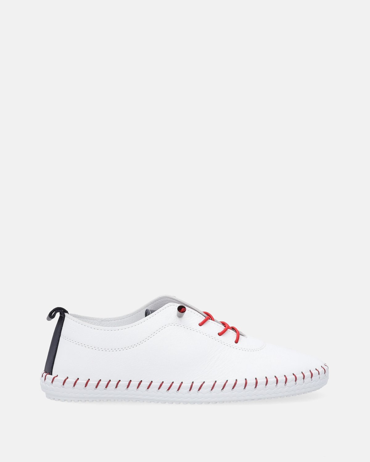 Dames Sportschoenen met Stiksels - Witte Leren Schoenen