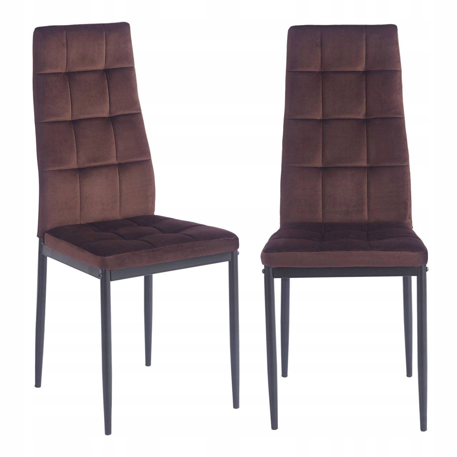 Furnitex Riviera 28 - Eetkamerstoel - Bruine fluwelen bekleding - Zwarte metalen poten