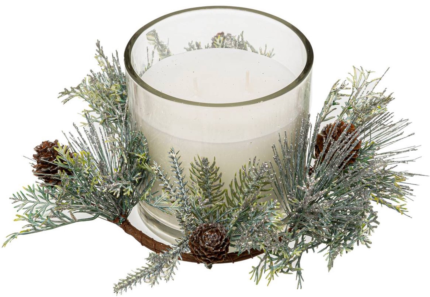 Feeric lights & Christmas Doosje kaars centreerwerk gm met blad 270g Blanc