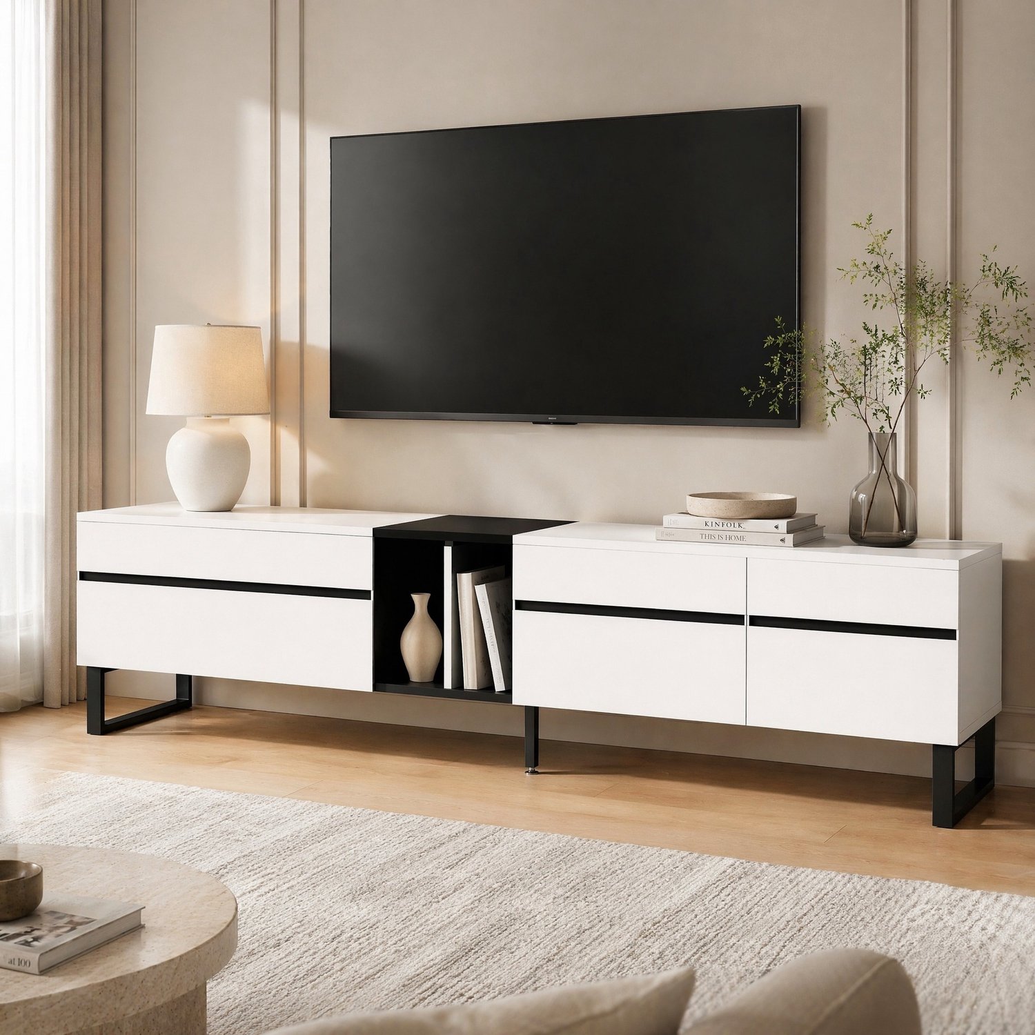 CHICFURN TV-meubel - Klapvak - Verstelbare poten - Wit