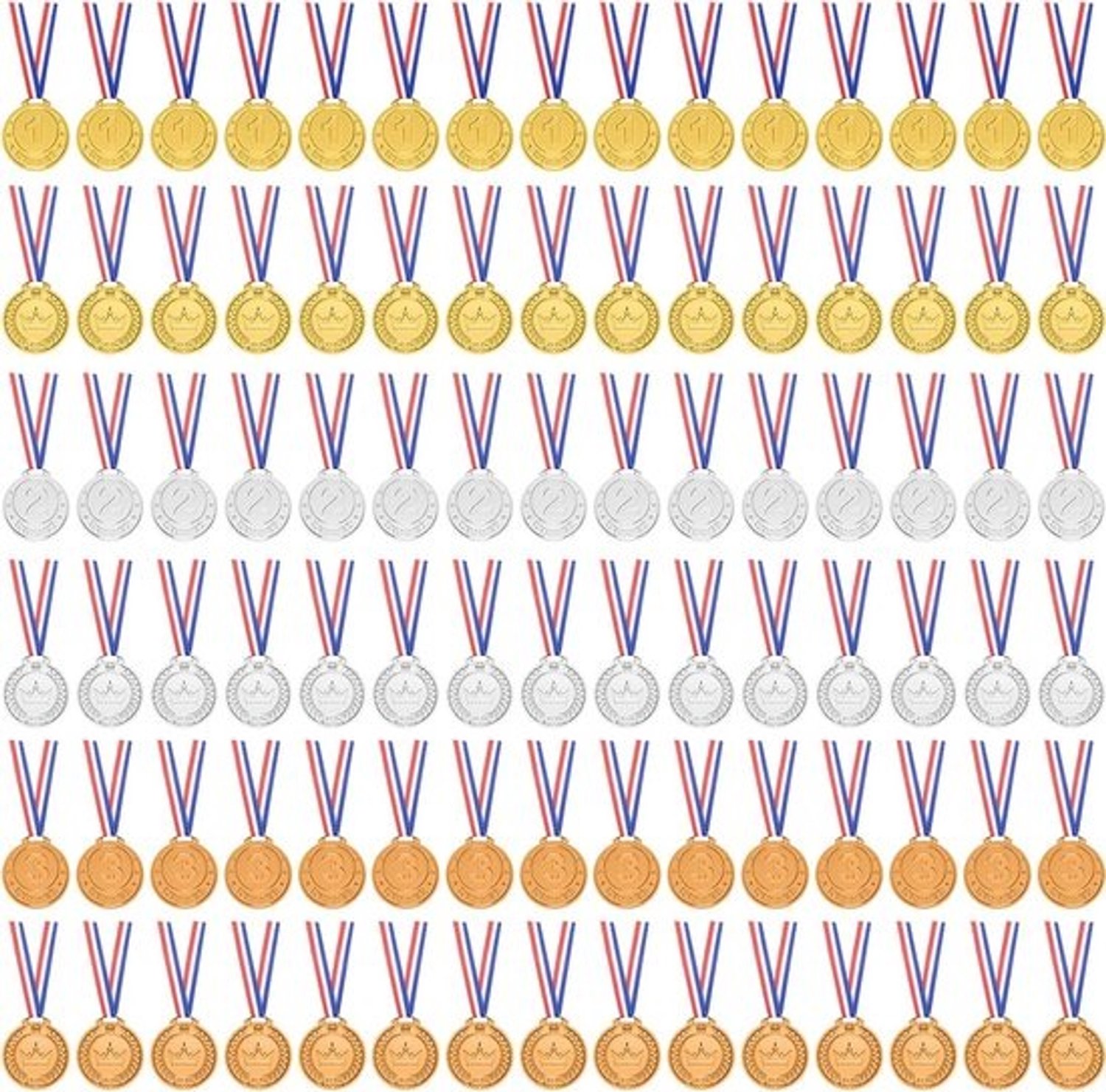 Medaille voor kinderen en volwassenen - 45 kunststof medailles met lint voor sport en wedstrijden