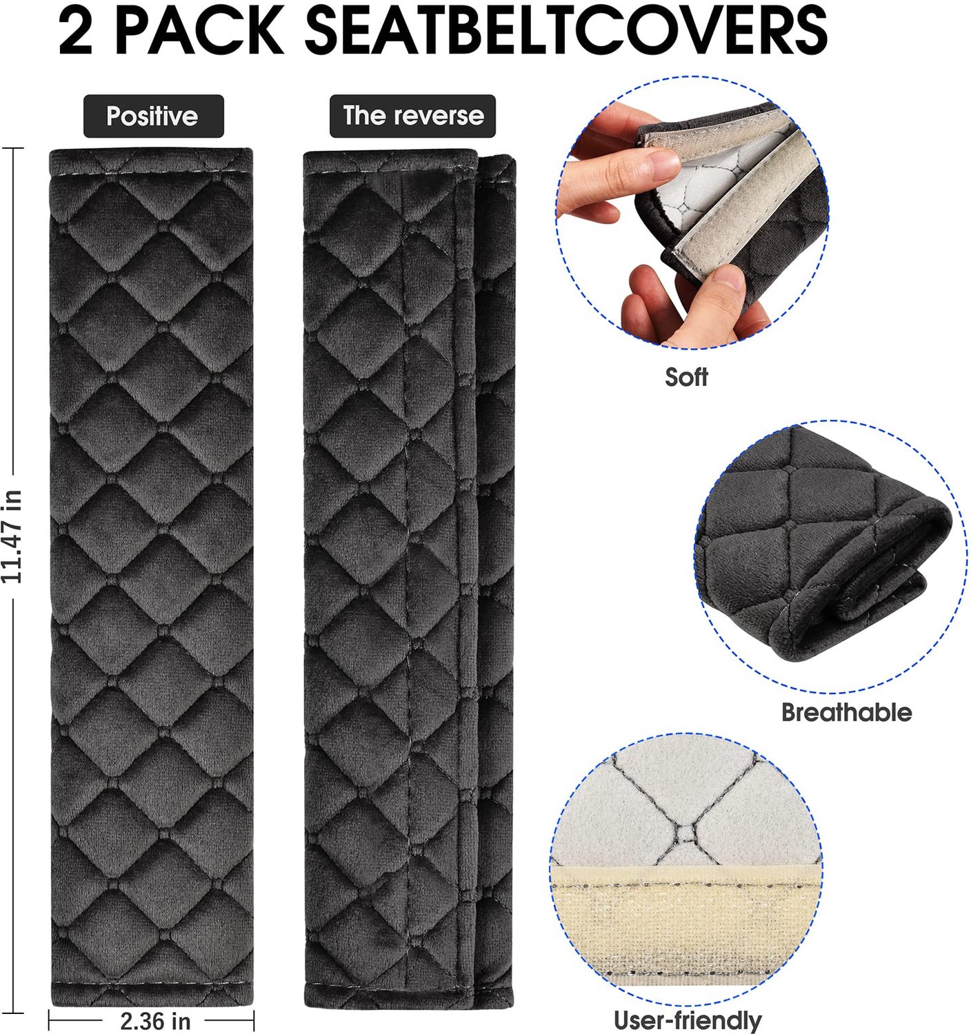 Gordelbeschermer Set – 2-Delig Zwart Kussenslagsysteem voor Extra Comfort in de Auto