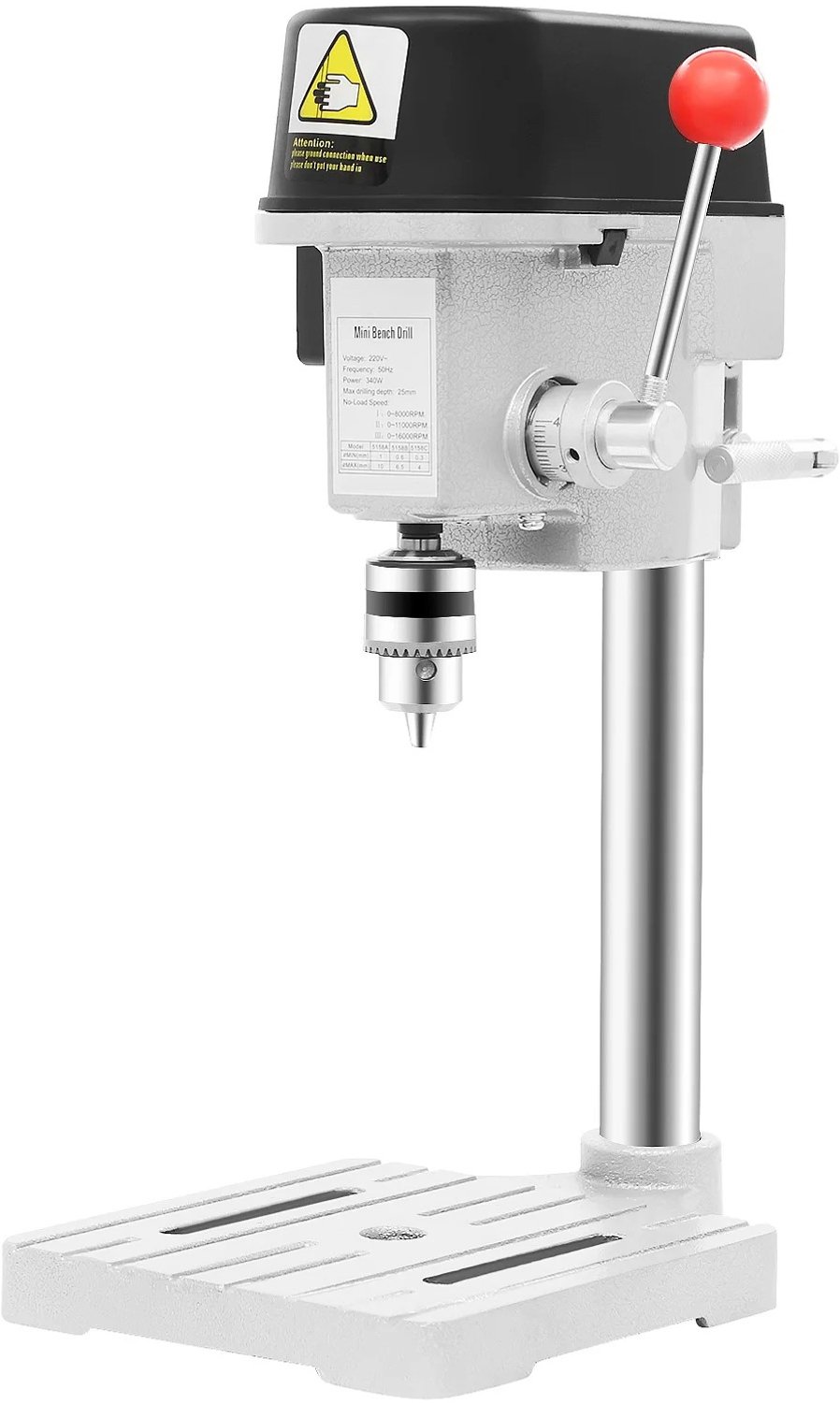 Marqs Tafelboormachine - Kolomboormachines - Boormachine - Boormachines - 340W - 16000 toeren - Zilver Zwart - 3 Snelheden