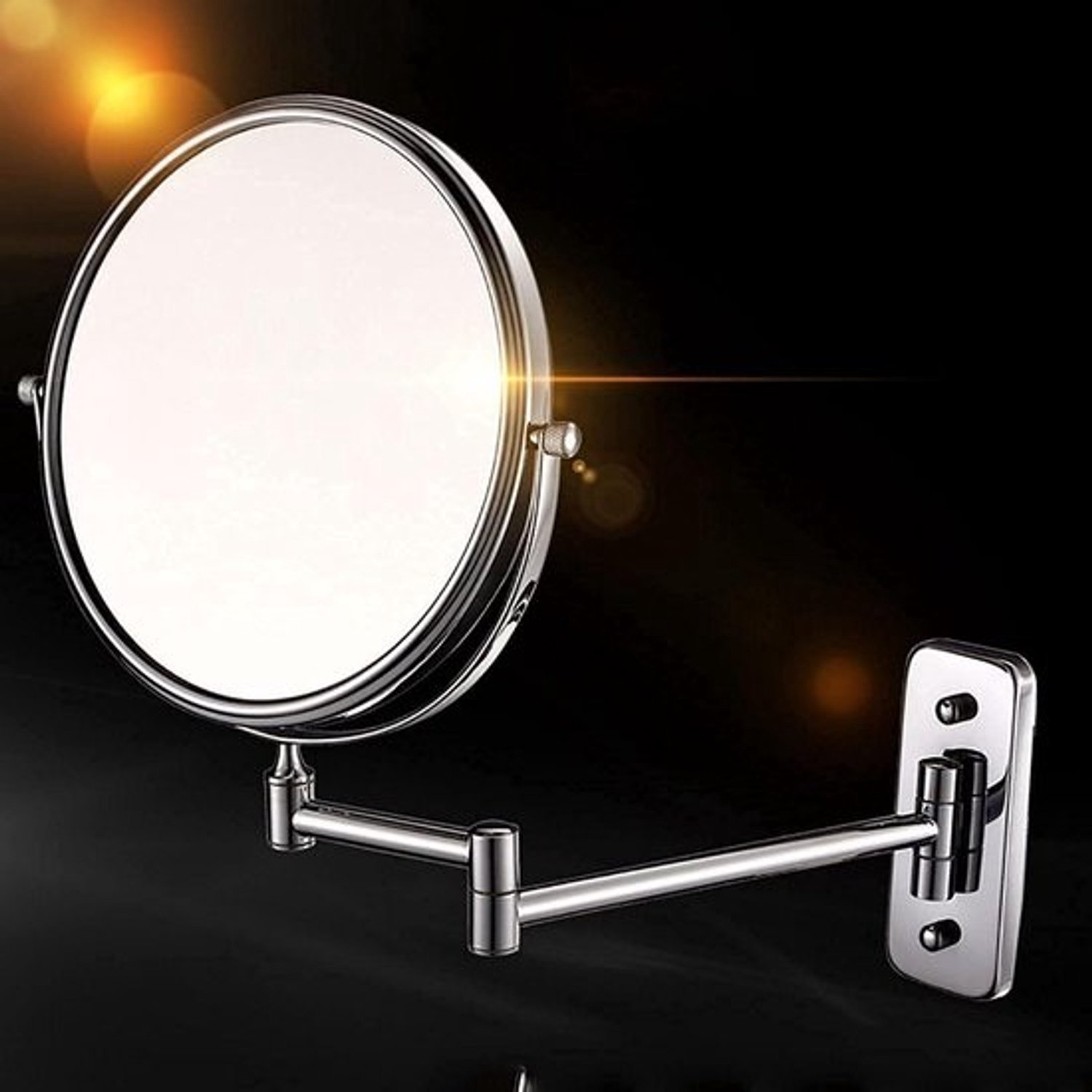 Draaibare make-upspiegel - Vergrootspiegel voor de badkamer - Voor nauwkeurige make-up - 360 graden draaibaar - 35 x 25 cm - Geel