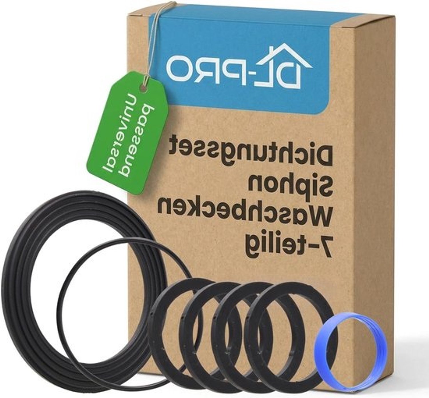 Afdichtingsset sifon - Reparatieset voor wastafel - Lekkages verhelpen - 7-delig, universeel - 32 mm - Zwart