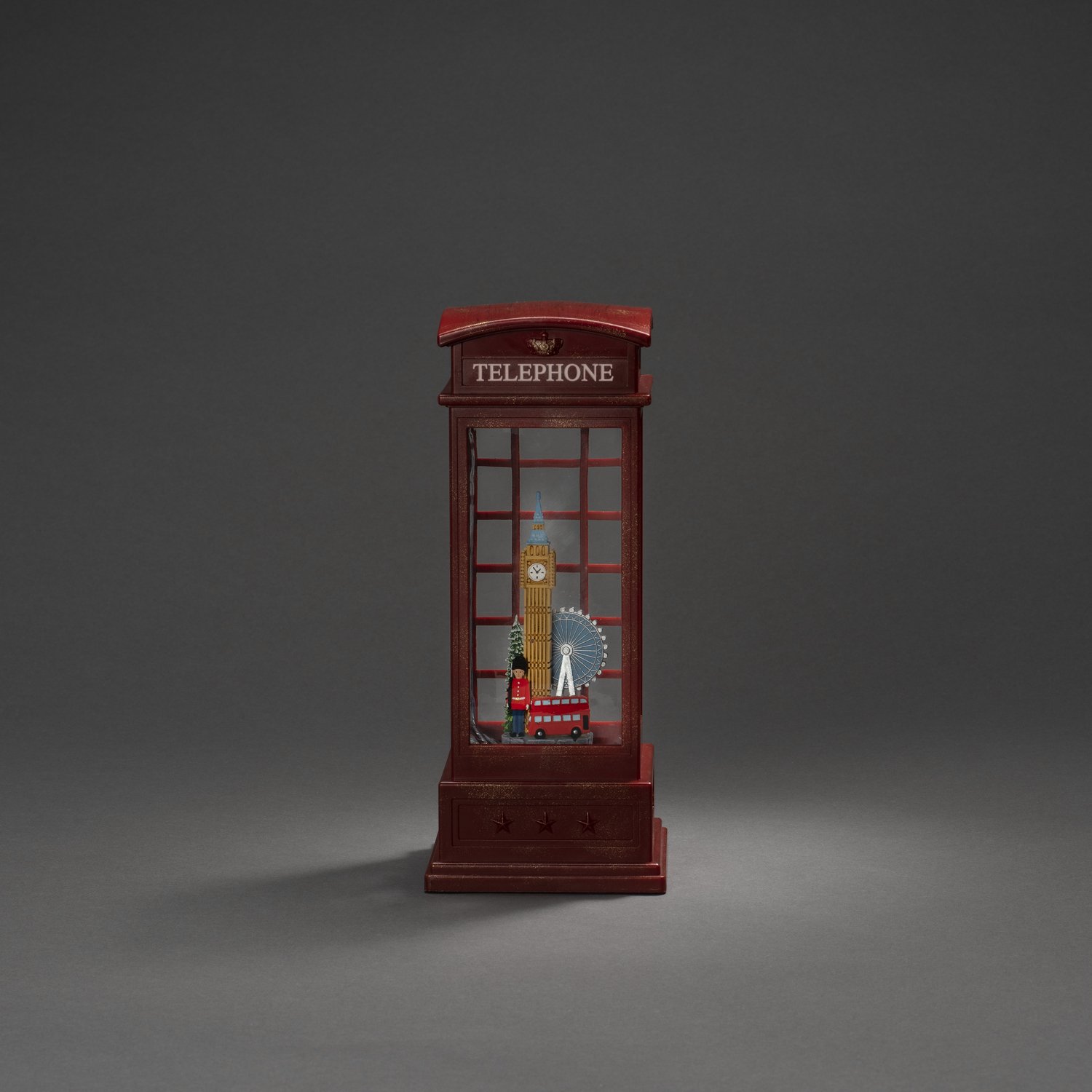 Kerstlantaarn voor binnen – telefooncel met Londen skyline - Warm wit – 25cm - Sneeuwlantaarn - Kerstverlichting op batterijen & USB incl. Timer – foto 7
