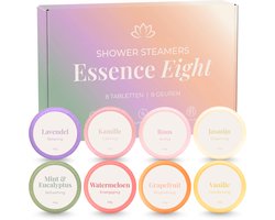 JT Products Shower Steamers Essence Eight 8 Stuks - Douche Steamer Bomb - Stoomtabletten Geschenkset - Douchebommen Bruisbal - Wellness Aroma Gift - Bruisballen Tablet Geur Verspreider - Spa Stoom Tabletten Kado - Aromatherapie Pakket - Cadeau Vrouw