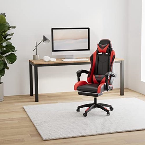 Ergonomische gamingstoel voor thuis en kantoor - Sportief design - Zwart/rood — afbeelding 2