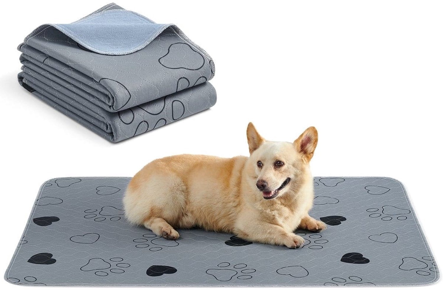Klarven® Plasmat Hond Grijs - Plasmatjes Hond - Wasbare Hondenmat - Wasbaar En Waterdicht - Set Van 2