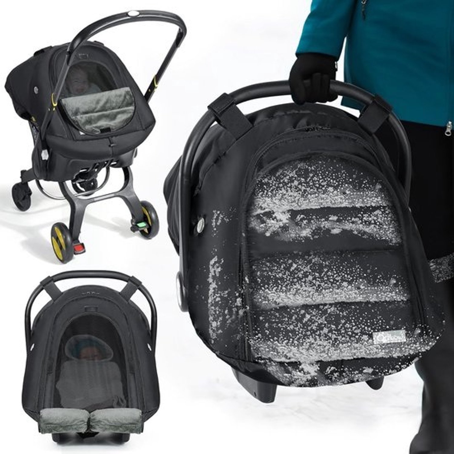 Winterhoes voor babyautostoel - ademende voetenzak met insectennet en rits aan de voorkant - bescherming tegen sneeuw, wind en regen - warmte voor een goede nachtrust