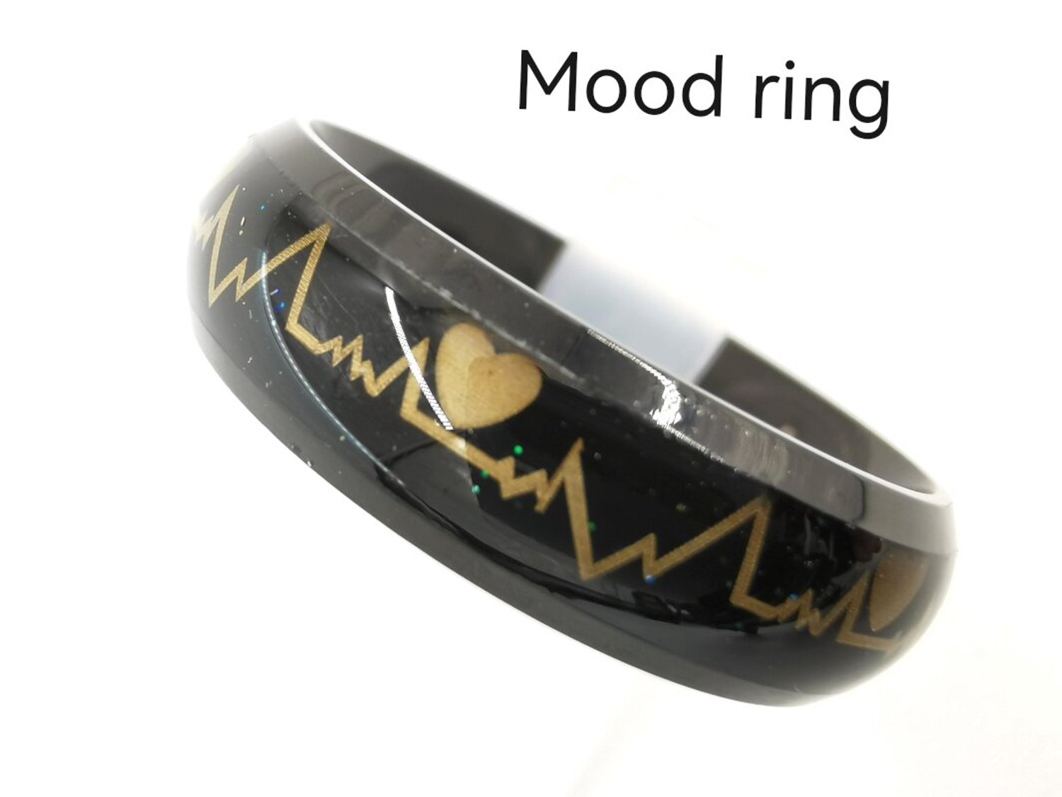 kleding - schoenen - accessoires - dames mode - sieraden - ring - mood/stemmingsring - heart beat - rvs - maat 18