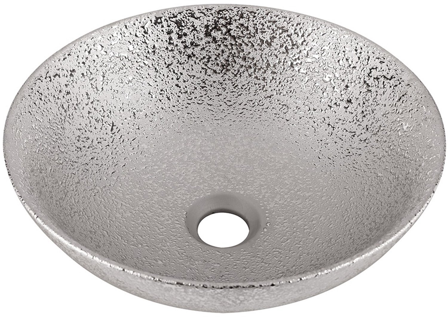 Differnz Bright Waskom - Opzetwaskom van Keramiek - Glanzende Zilveren Afwerking - Rond - Ø 36 x 14 cm - Onderhoudsvriendelijk - Geschikt voor Diverse Wastafels en Kranen - Zilver