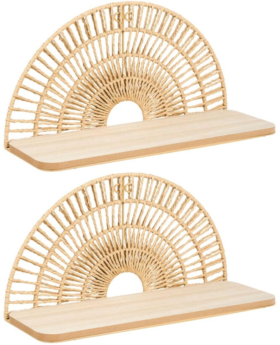Ostaria Wandplank Sol - 2x - hout - bruin - 40 cm - boekenplank - hangplank