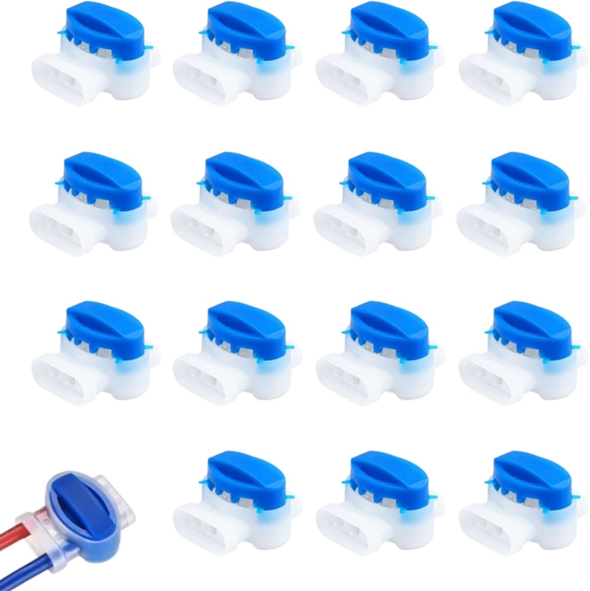 20 stuks-Aansluitblok - 314 Aansluitblok - Oliebestendige siliconen kabelbeschermer met 3 gaten - Geschikt voor 0,65-1,63 mm - Blauw - 17*24*17 mm - Geschikt voor grasmaaiers - Netwerkkabels - Telefoonkabels