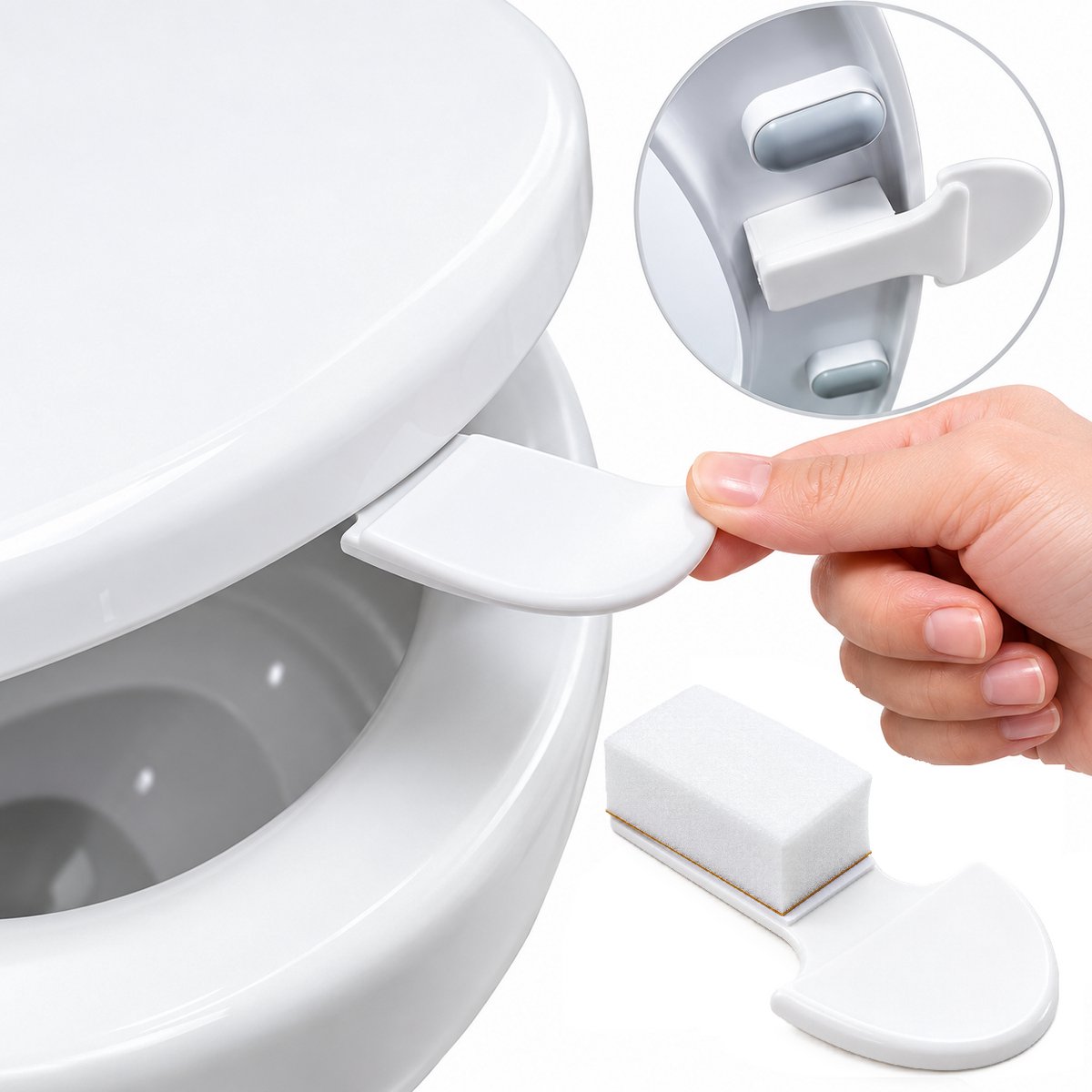 Toiletbril Lifter Wit – Zelfklevende Toiletdeksel Handgreep – Hygiënisch Optillen – 10,5 x 6,5 cm