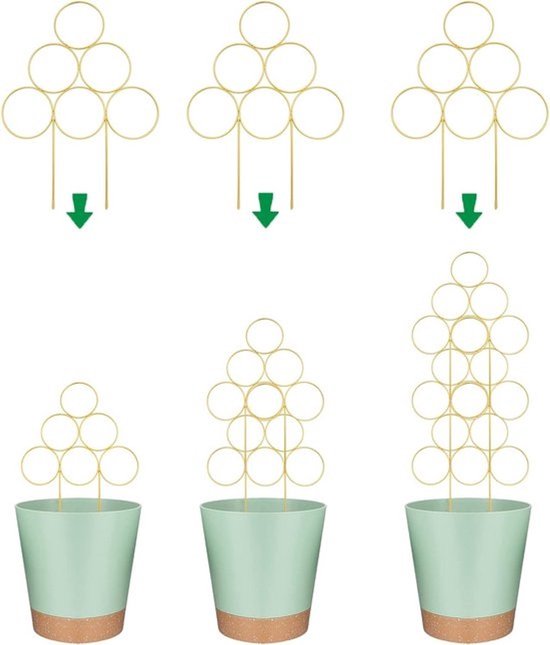 Klimplantsteun - Plantenrek - Voor het ondersteunen van planten - Stapelbaar ontwerp - 3 stuks - Zwart