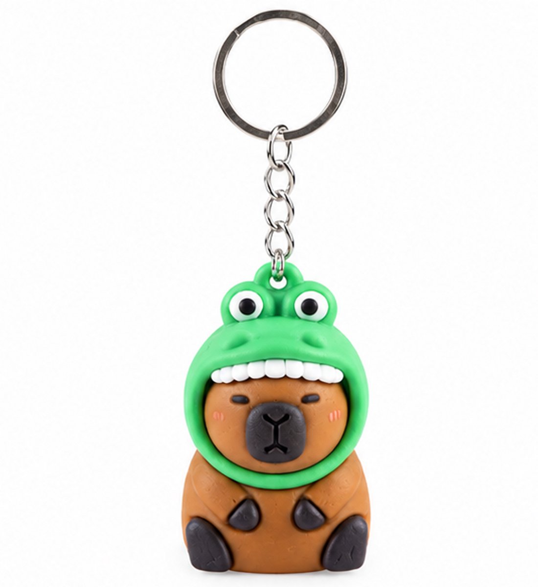 Schattige Capybara met krokodillenmuts - Sleutelhanger 3D – Siliconen Capibara Tashanger
