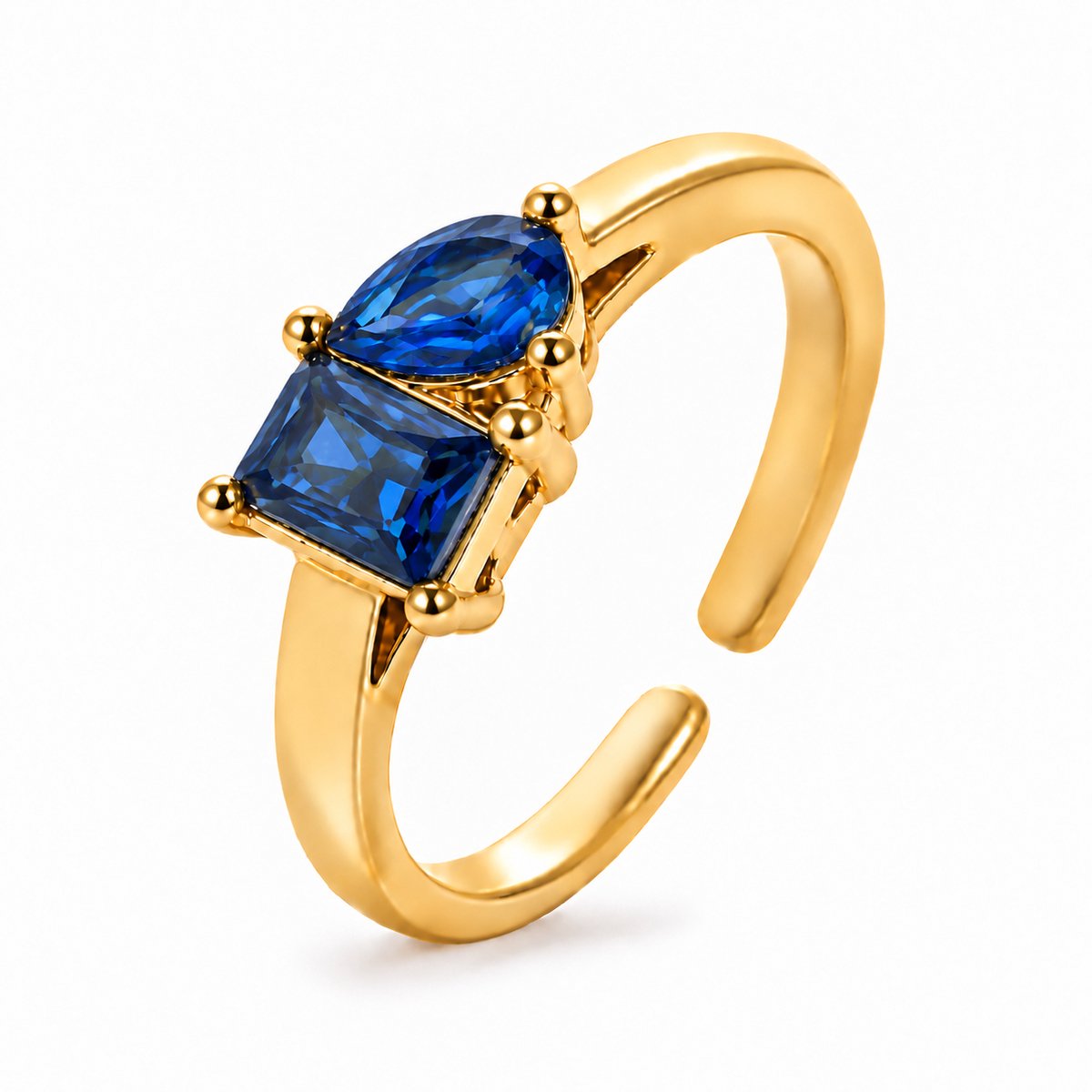 Maevi® Geboortesteen Ring - Maand: September - Kleur: Goud - Onesize / Verstelbaar - Hoge Kwaliteit - Roestvrijstaal / RVS / Stainless Steel - Geboorte Sieraden / Kraamcadeau - Kado - Vrouwen / Dames Sieraad - Verkleurt niet - Incl. Luxe Verpakking