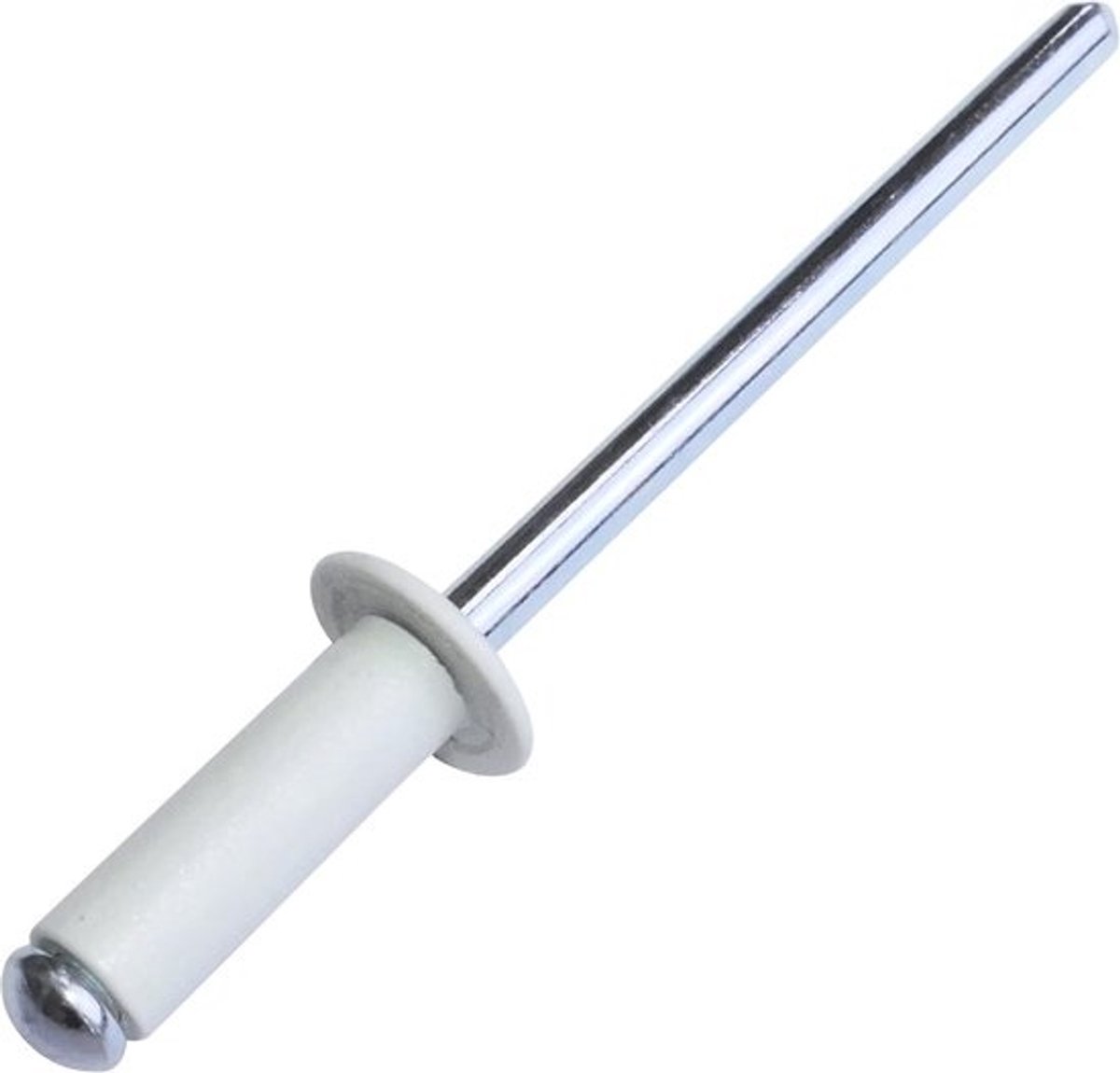 Set blindklinknagels - Popnagelkit - Voor het bevestigen van materialen - Doornbreukontwerp - 4x12 mm - Grijswit
