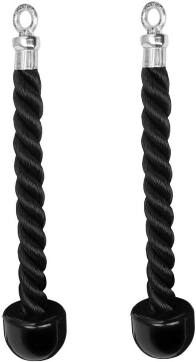 Fitnesstouw - Triceps- en bicepstouw - Krachttraining - Versterkte handvatten - 35 cm - Zwart