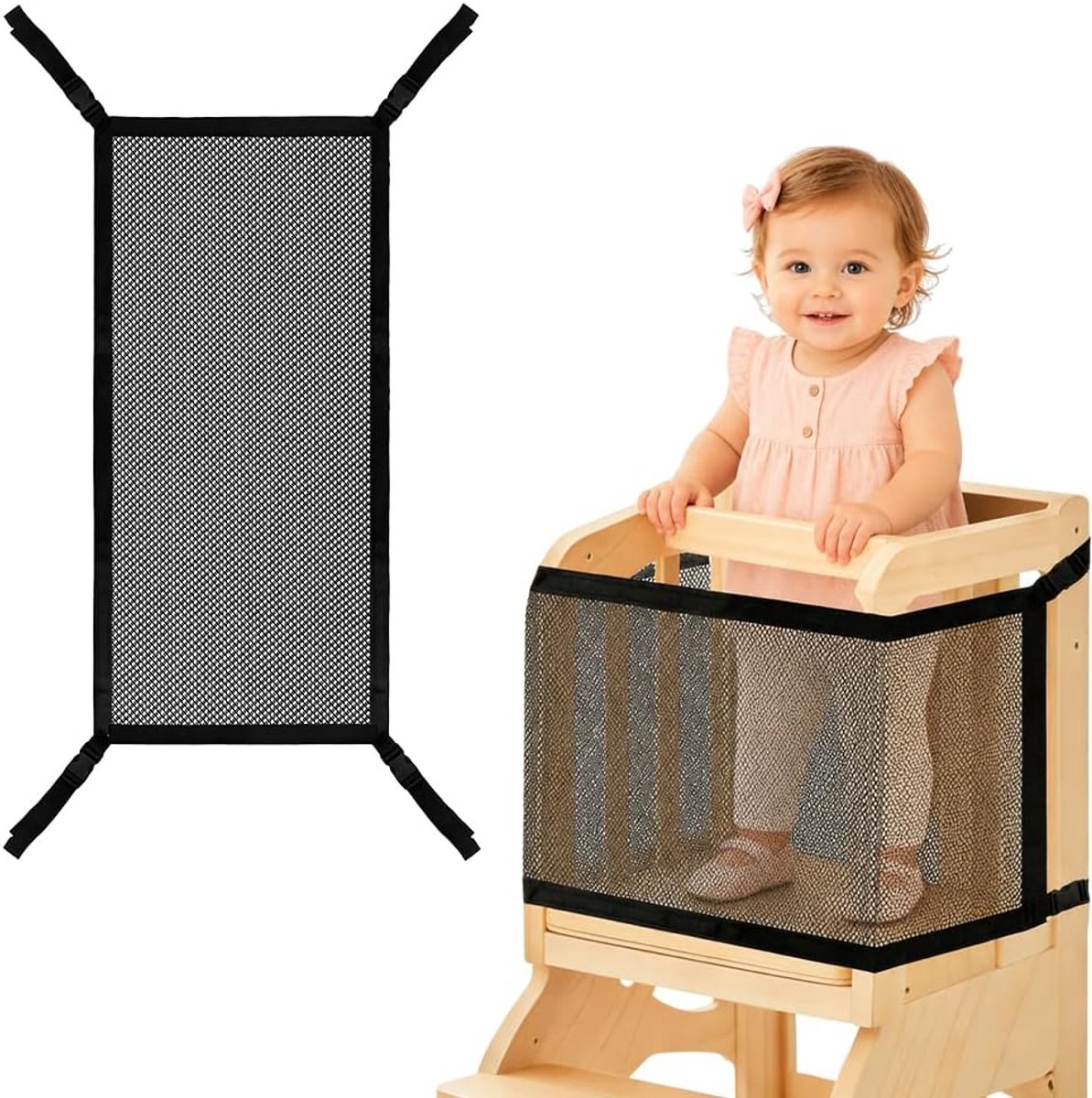 Toddler tower safety net, children's safety net, learning tower and kitchen aid safety net, stair stool, 4-sided - ShopVlot