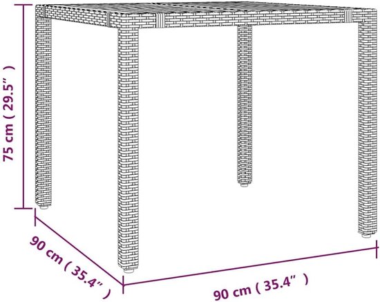 Tuintafel met houten plaat, zwart, acaciahout, waterdicht, voor terras en tuin, inclusief montagehandleiding — afbeelding 2