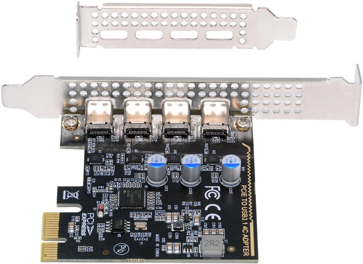 CY USB3.1 Gen1 5Gbps Four Port Type-C USB-C Female to PCI-E Express 1x Card Adapter uPD720201 with Low Profile Bracket - ShopVlot