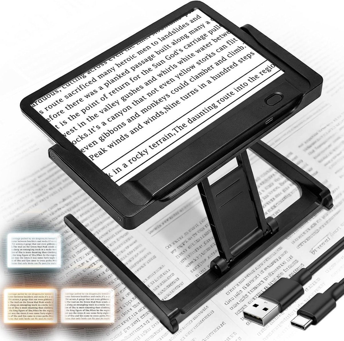NZQXJXZ 6X Groot Vergrootglas voor Lezen, Oplaadbare LED Vergrootglas met Afneembare Stand, Handheld Vergrootglas met - ShopVlot