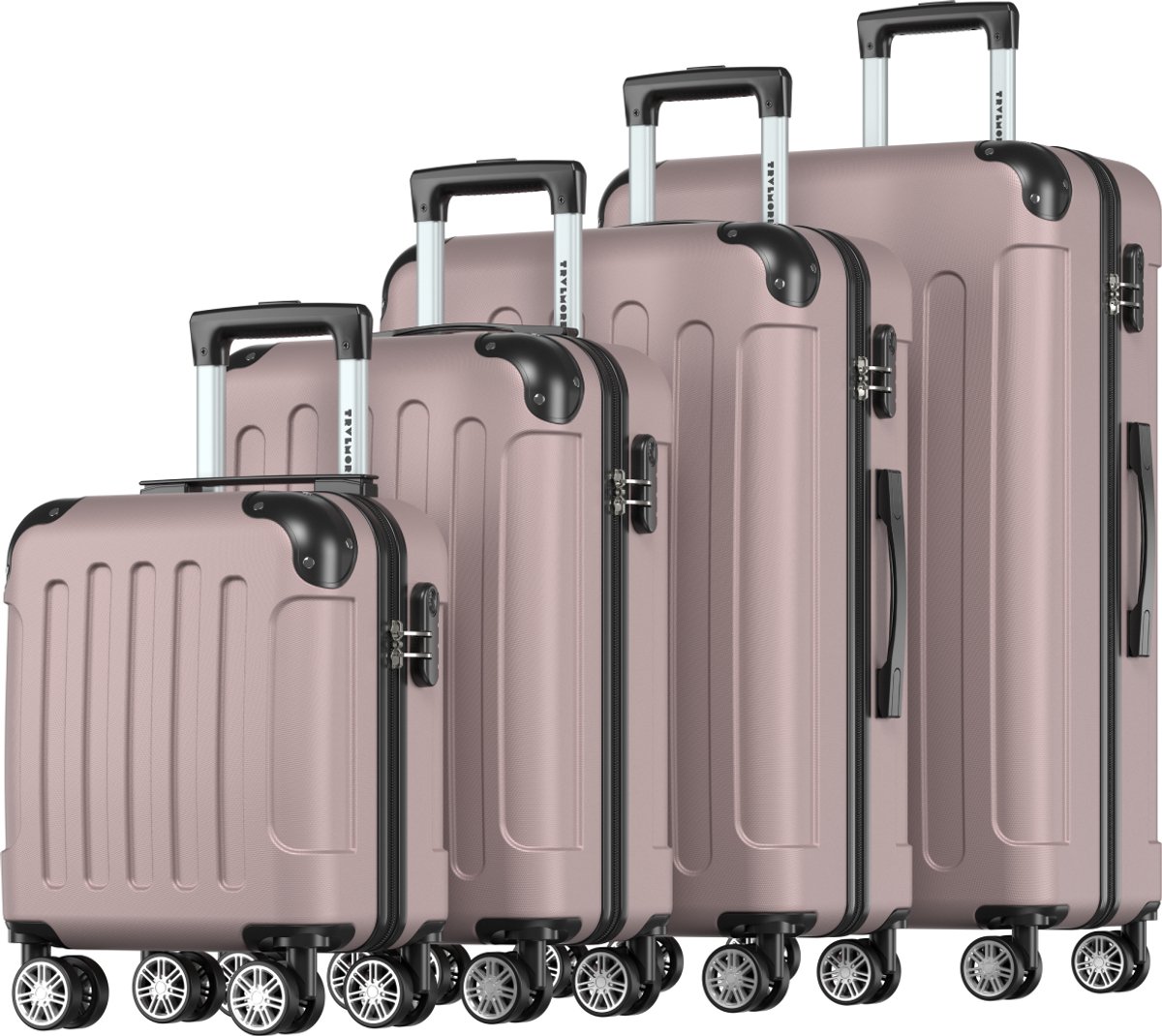 TRVLMORE Kofferset - 4-Delig - 24L Underseat, 38L Handbagage + 70L en 110L Ruimbagage - Lichtgewicht - Trolley - Reiskoffer Set - Roségoud