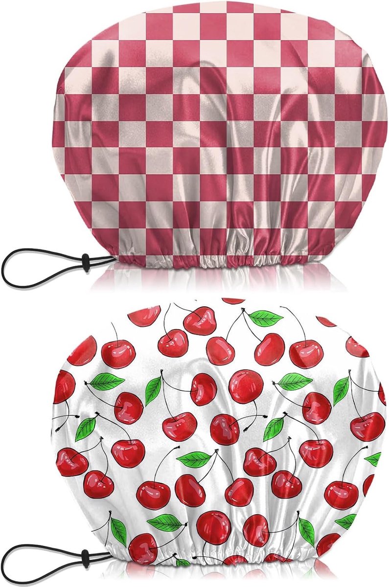 Set van 2 Waterdichte Douchecaps met Dubbele Laag, Verstelbaar en Herbruikbaar voor Meisjes en Vrouwen - Schattige Roze Aesthetic Douche Hoofdbedekking