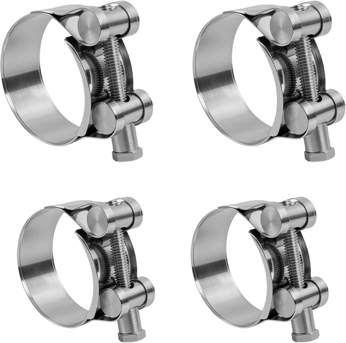 4 stuks scharnierboutklemmen, uitlaatklem, 29-31 mm, 36-39 mm, slangklemmen, roestvrij staal, verstelbaar, geschikt - ShopVlot
