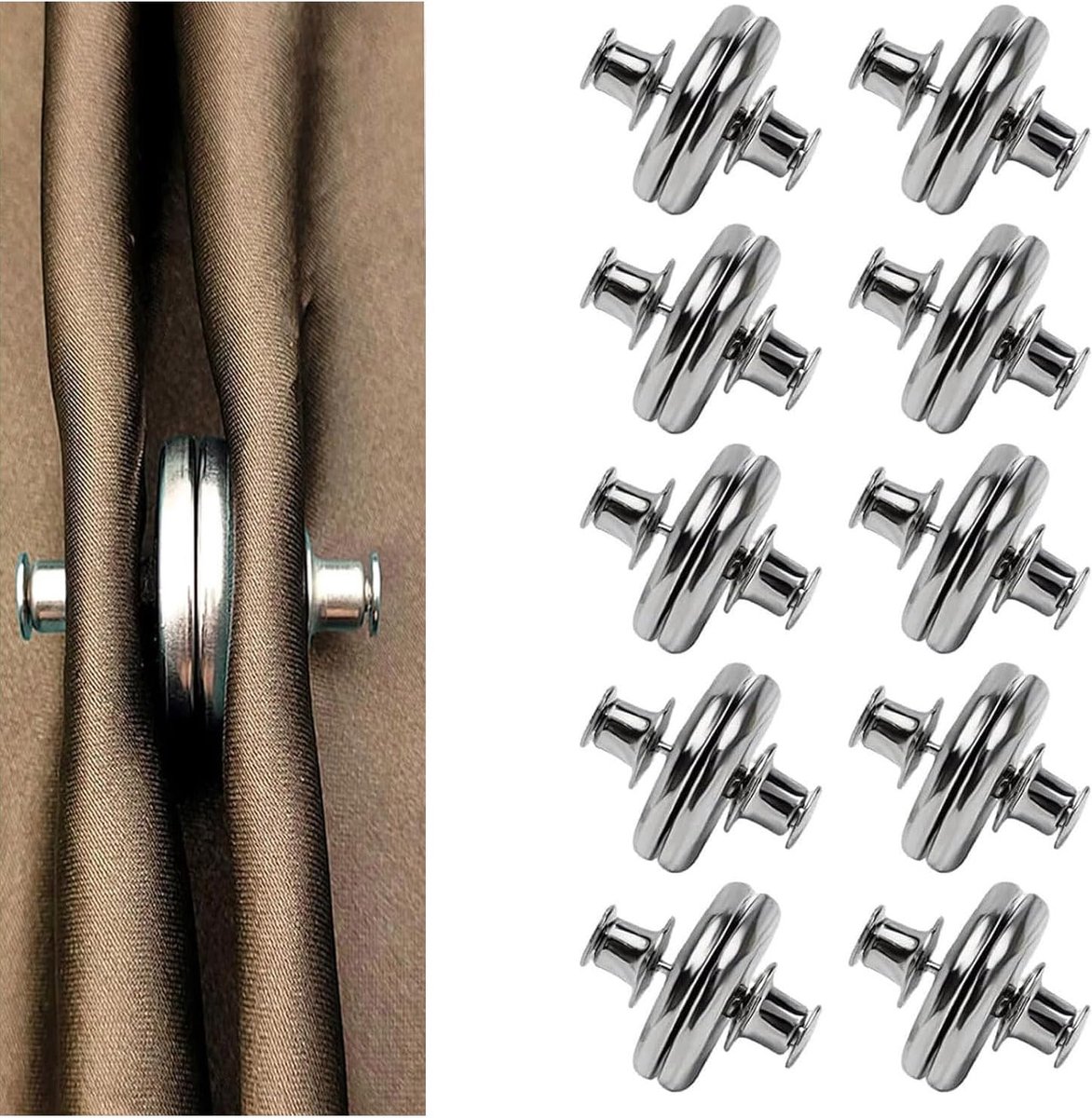 10Pairs Heavy Duty Magnetische Gordijn Clips, Lekvrije Gespen voor Slaapkamer - ShopVlot