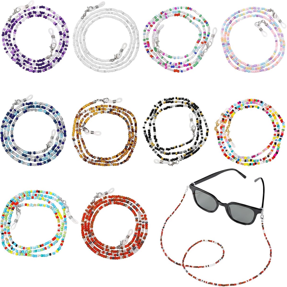 10 stuks brillenketting dames kralen kleurrijke brillenband dames - ShopVlot