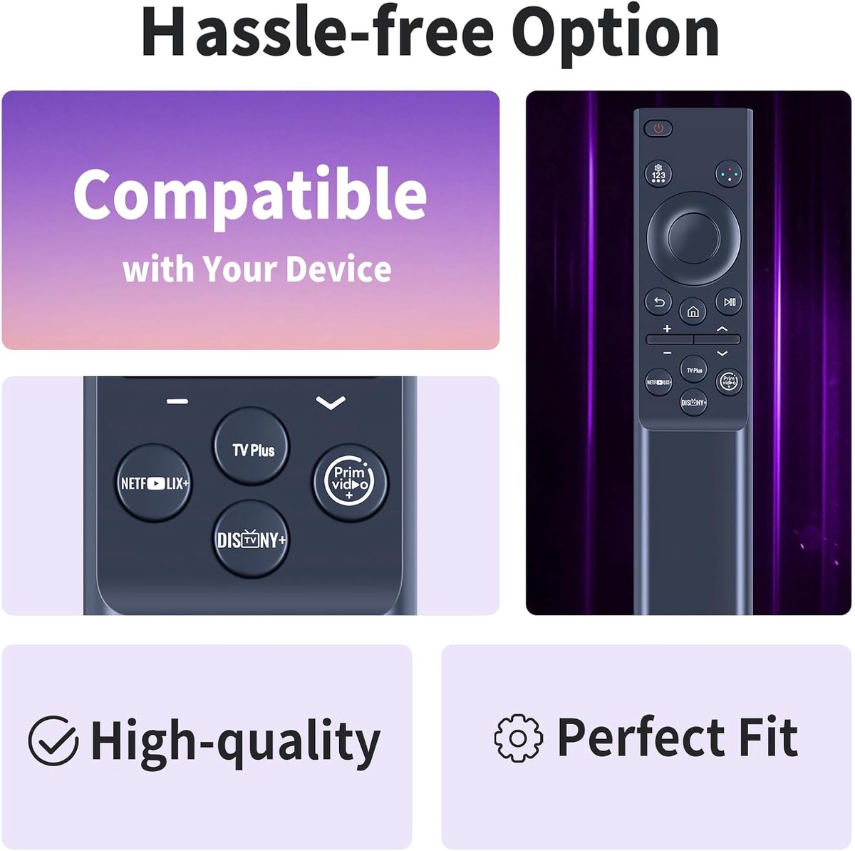 Replacement Universal Remote Control Compatible with Samsung TV Crystal QLED OLED Curved HDTV 4/8K Ultra HD, Curved - ShopVlot thumbnail 3