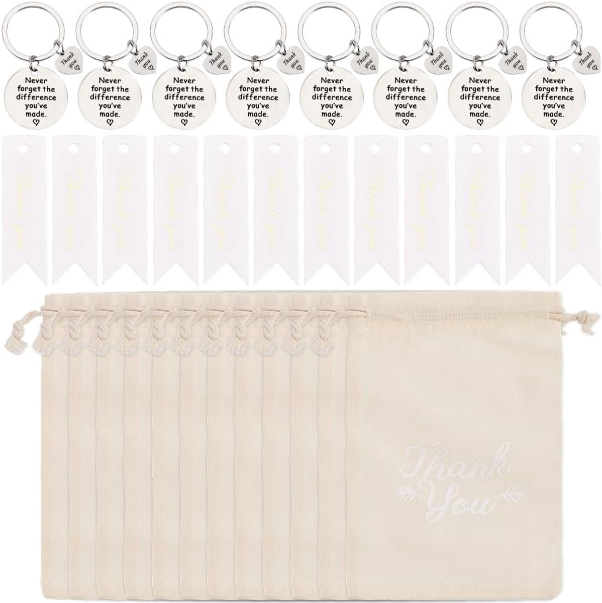 Bedanksleutelhangers 36 stuks - met koordzakken - inclusief bedankkaarten - perfect voor collega's - ShopVlot