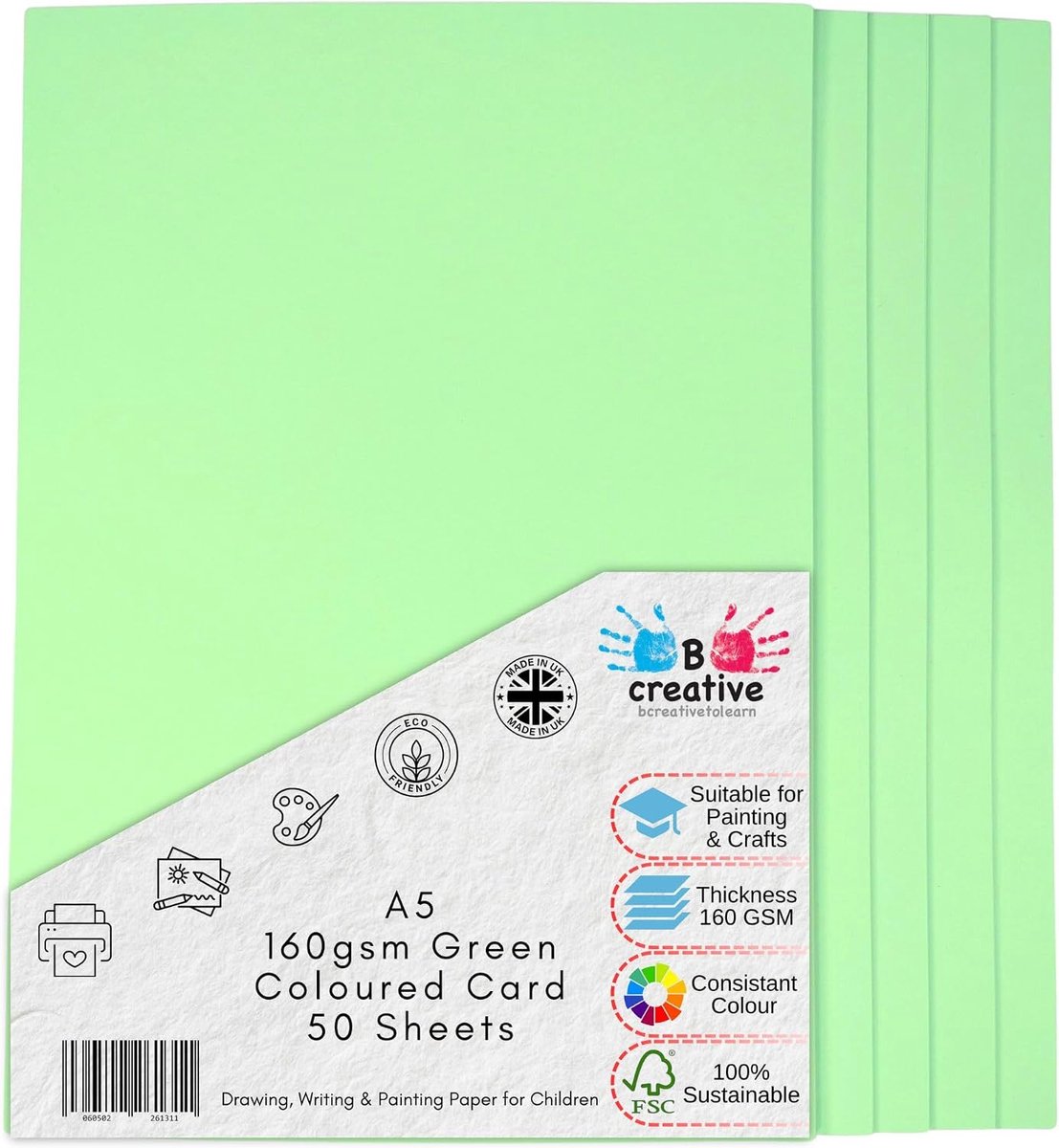 A5 Natural Green Card 50 Sheets Light Green Card 160gsm Colored A5 Printer Photocopier Colored Card Sheets - ShopVlot