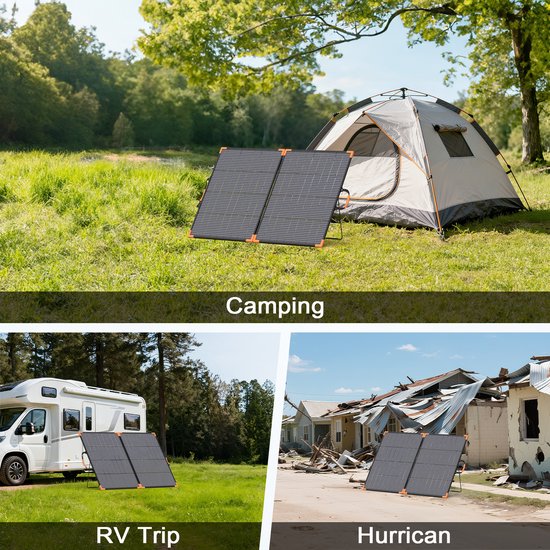 MHPOWOS 220W Vouwbaar bifaciale Zonnepaneel, Monokristallijn ETFE Zonnecollector, IP68 Waterdicht, Draagbaar Zonnepaneel voor Camping, Camper en Noodstroomvoorziening — afbeelding 2