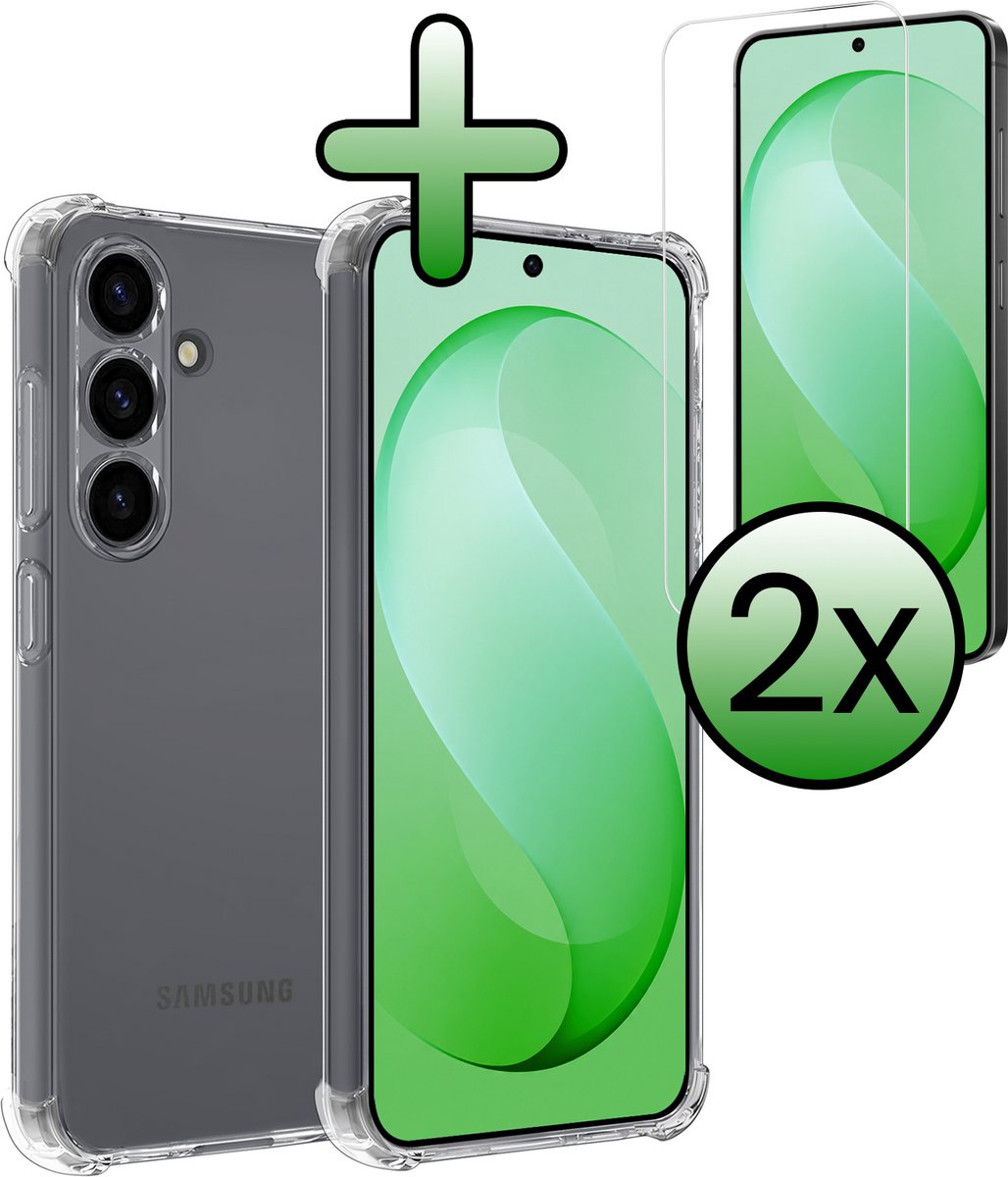 Hoesje Met Screenprotector - 2 Stuks - Geschikt voor Samsung Galaxy S26 FE - Sterk & Shockproof - Siliconen Case - Back Cover - Telefoon Hoes - Shock Proof - Transparant