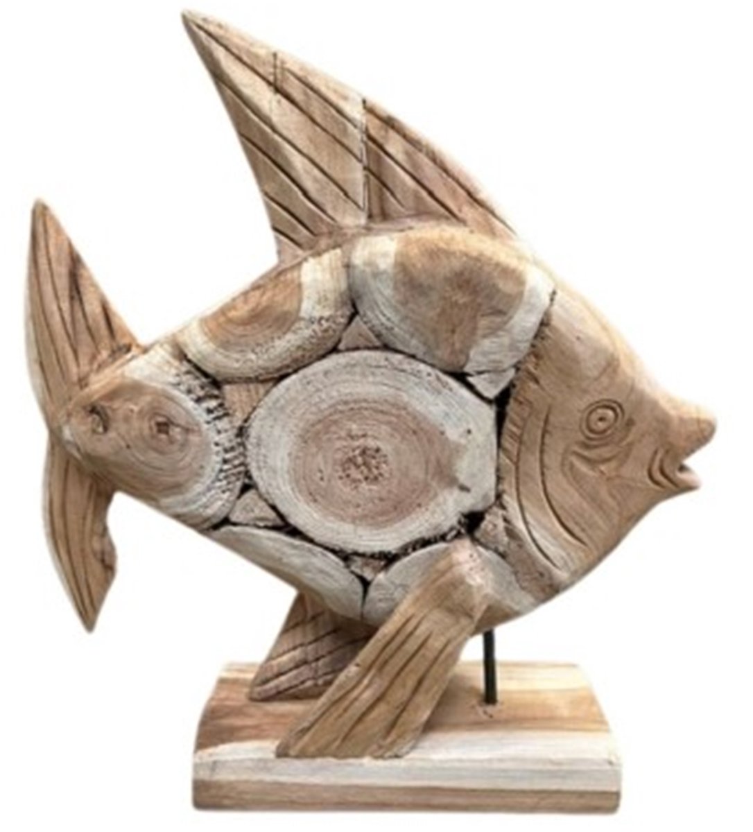 Teak Houten Vissen beeld 50 x H60cm