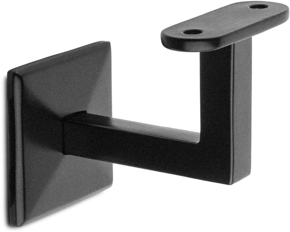 Zwarte trapleuninghouder - Leuningdrager Zwart Model L – Vlak zadel – Blinde bevestiging (incl. bevestigingsmateriaal)