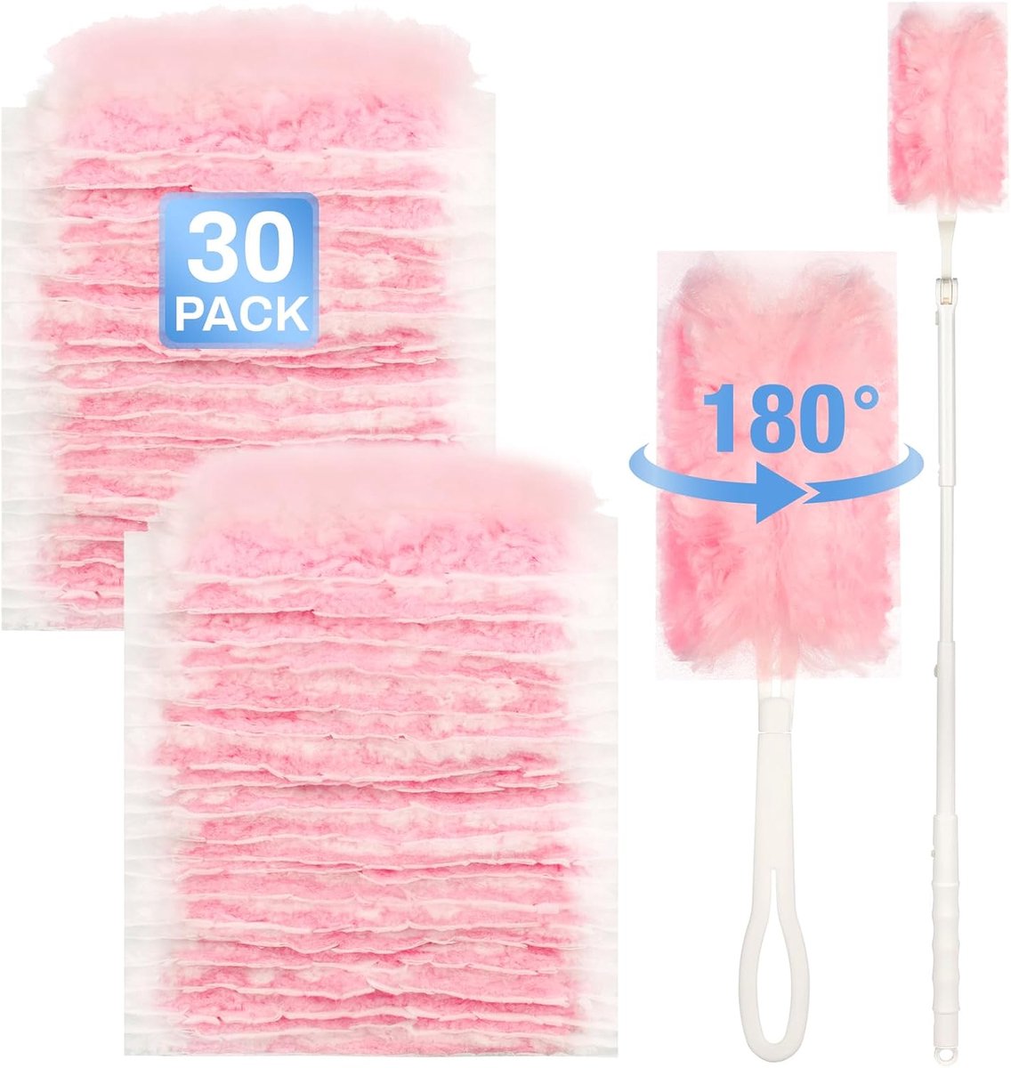 Plumeau navulverpakkingsset 30 stuks - Roze - Geschikt voor stofafname - Ideaal voor huishoudelijk gebruik - ShopVlot