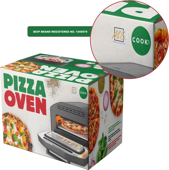 COOK-IT Elektrische Pizza Oven – Pizzaoven tot 450°C – 2100W – Voor Pizza’s tot 12 Inch – 5 Pizza Programma’s – Italiaanse, Amerikaanse & Crispy Pizza — afbeelding 2