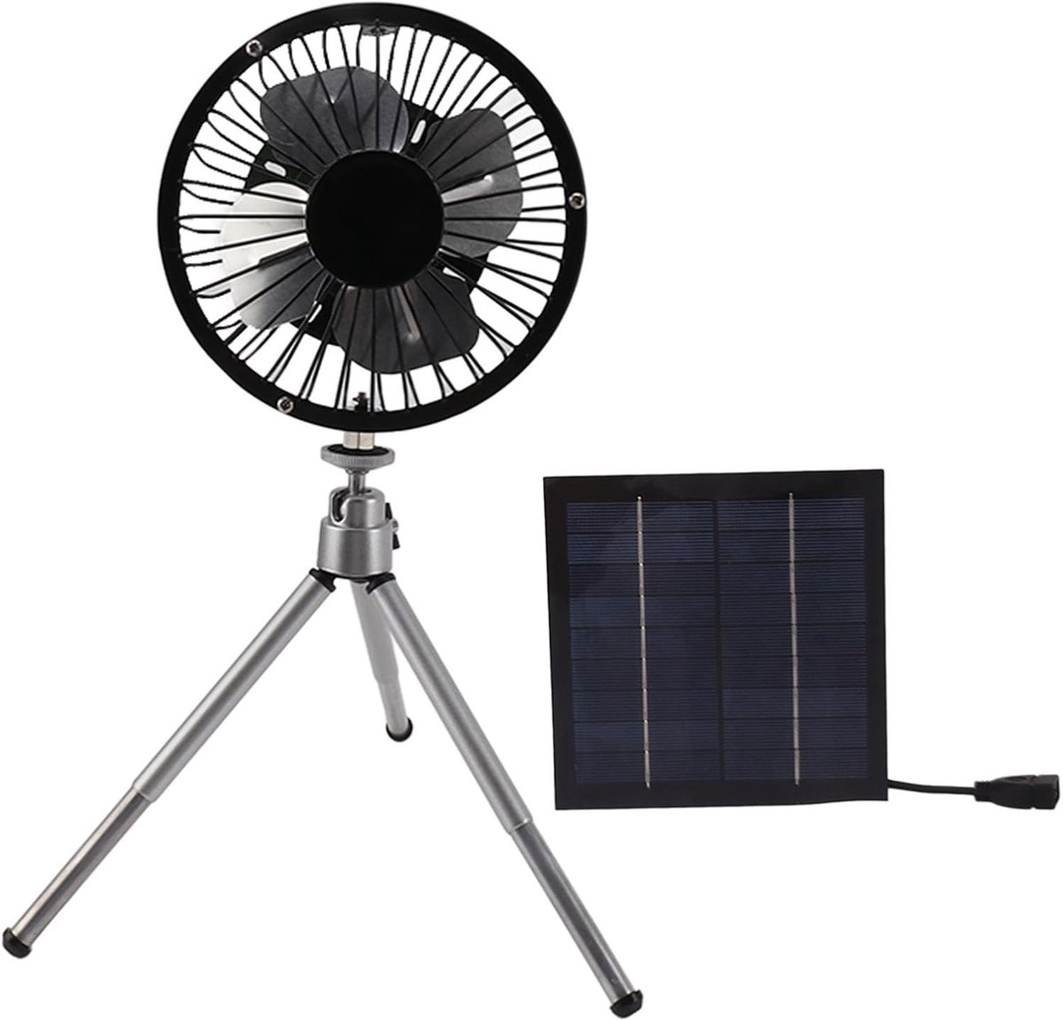 Draagbare Zonne-energie Ventilator, 20W Campingventilator met Zonnepaneel, USB Ventilator voor Buitenactiviteiten zoals Picknicken, Barbecue en Vissen