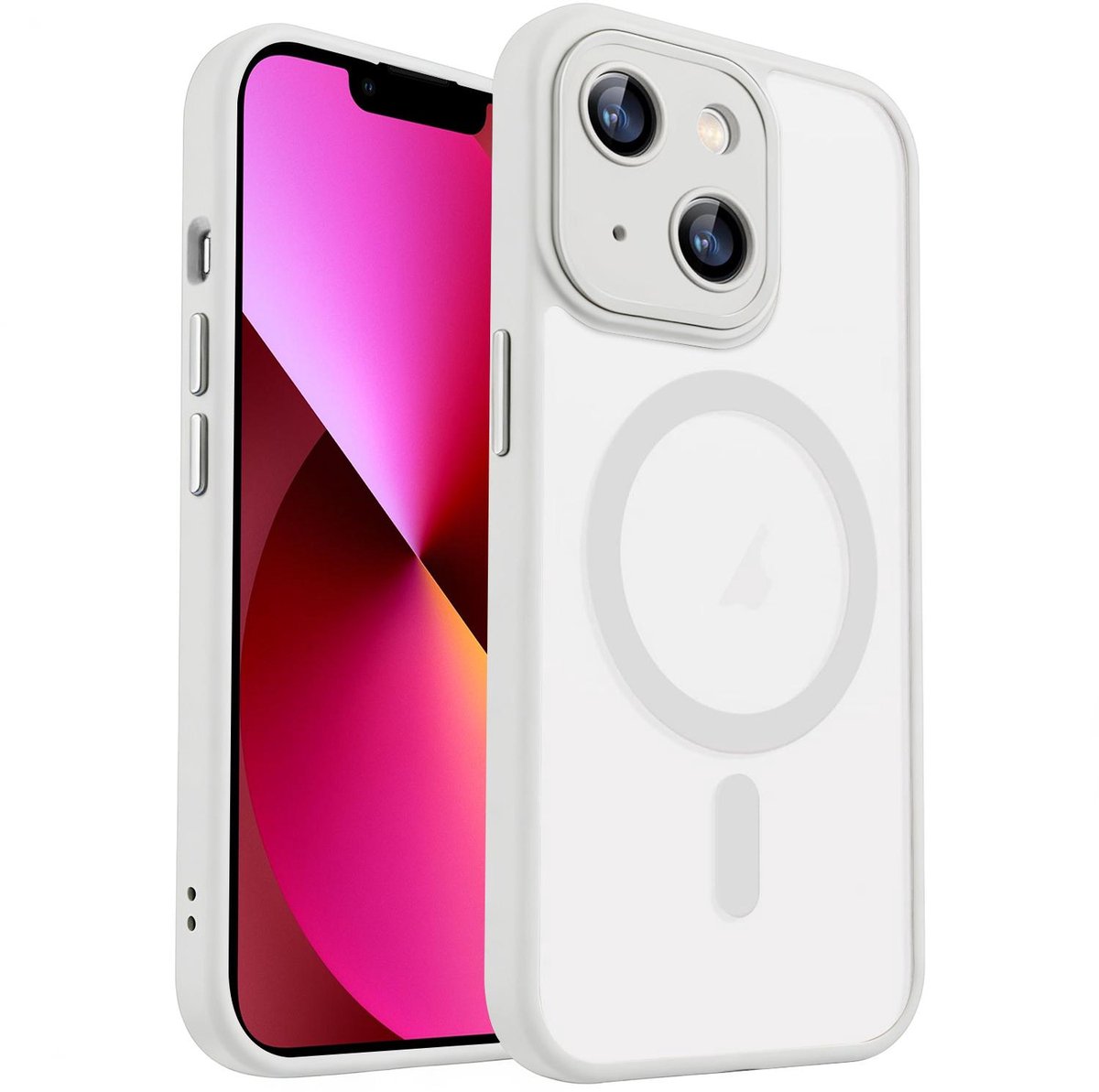 XDcase Skin Feel Transparant Mat Hoesje met MagSafe magneet & Lensbescherming – iPhone 13 Wit
