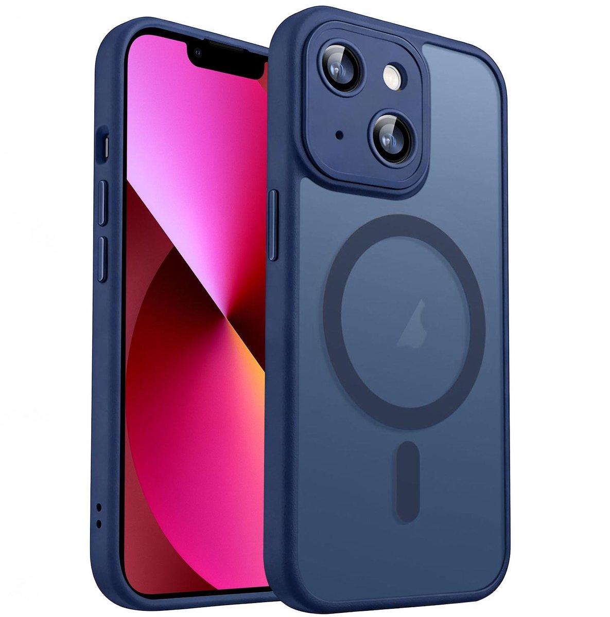 XDcase Skin Feel Transparant Mat Hoesje met MagSafe magneet & Lensbescherming – iPhone 13 Midnight Blue