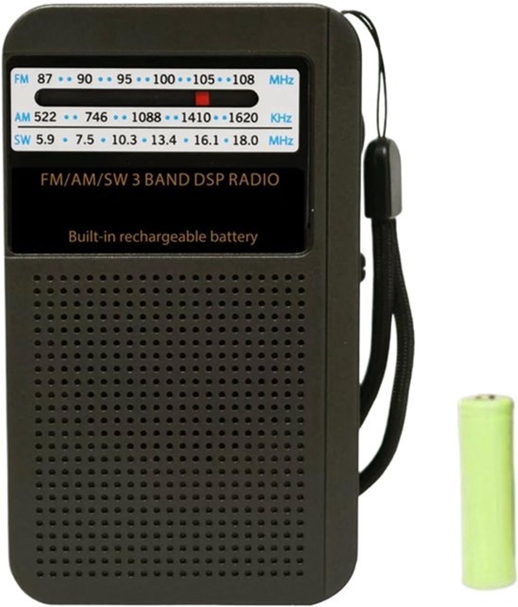 Draagbare radio - Kleine radio - Buitenactiviteiten - Weeralarmfunctie - 11.5x6.7x2.6cm - Goud