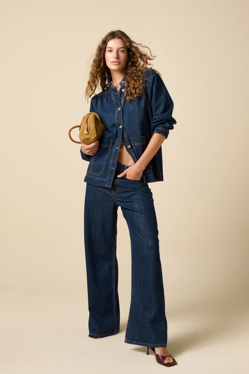 Sissy-Boy - Donkerblauwe denim jack met patch zakken