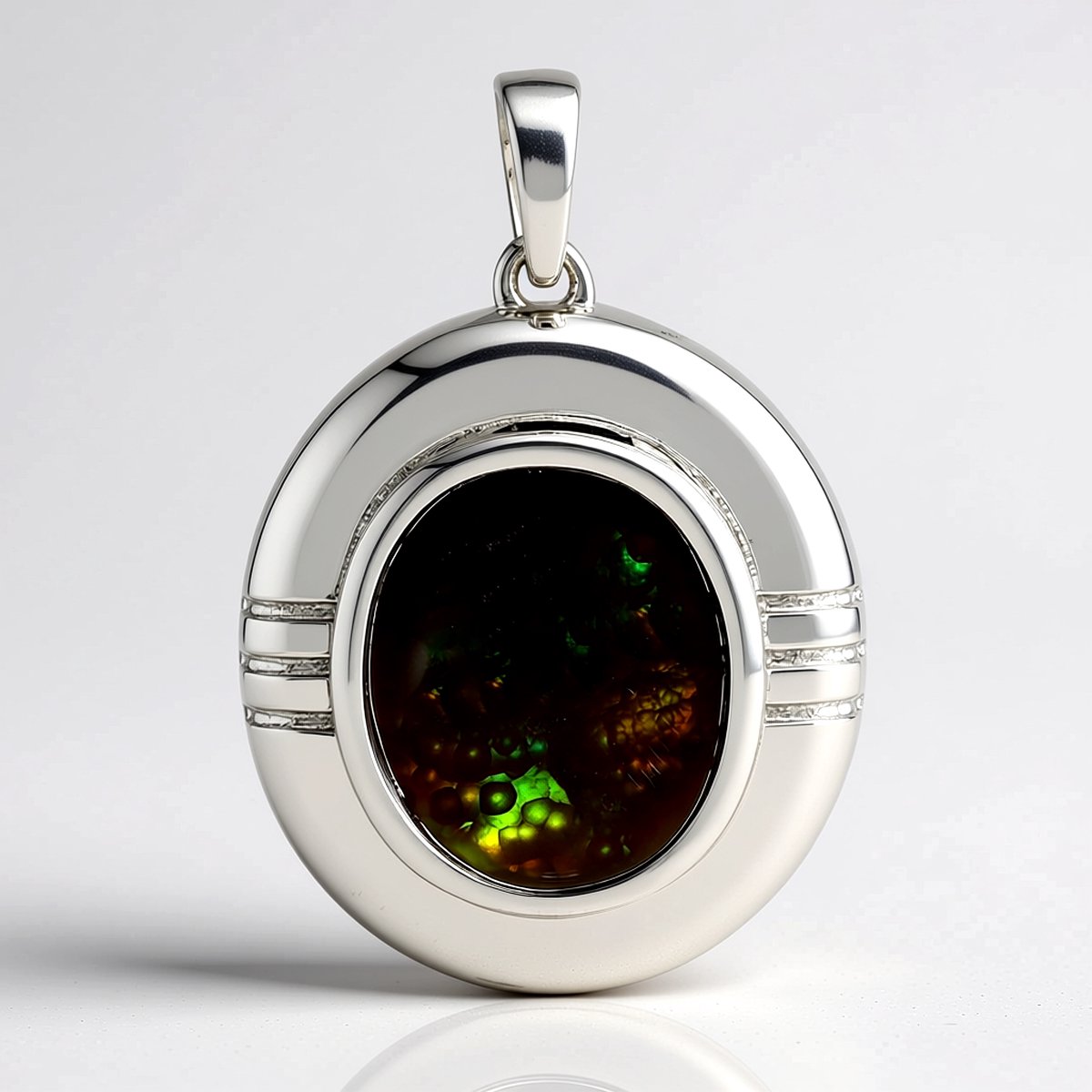 Cavill - Zilveren Vuuragaat Hanger - 925 Sterling Zilver - 4,15 Karaat Mexicaanse Ovale Cabochon - Elegante Sieraden voor Vrouwen